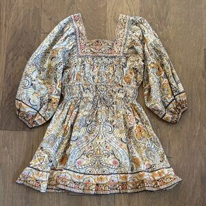 Cleobella Bohemian Paisley Dress with Balloon Sleeves. Size M